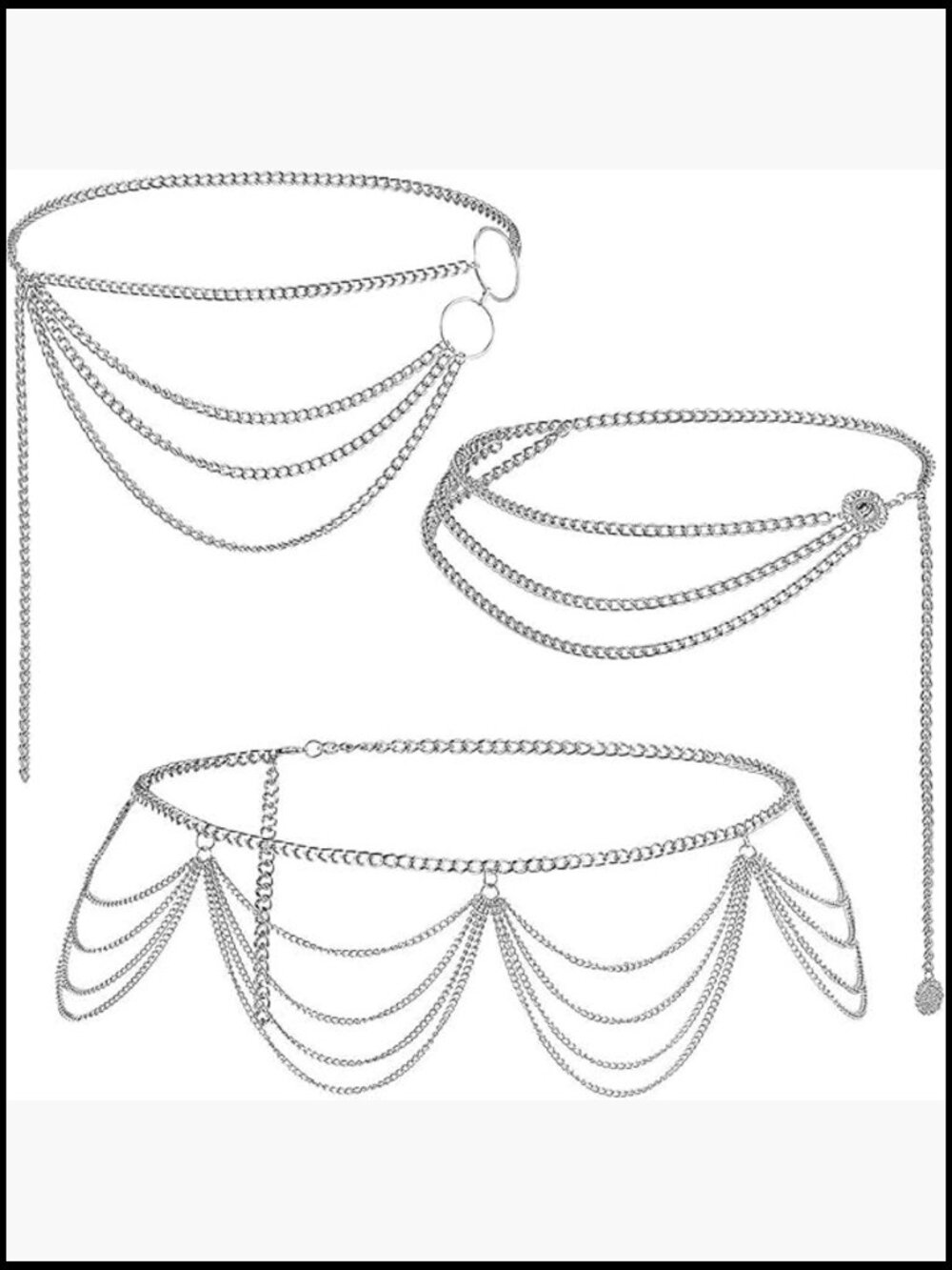 3 Pcs Multi Layer Metal Waist Chain Body Chain Y2K Beach Jewelry Adjustable